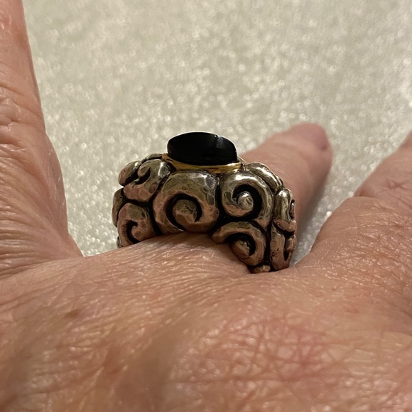 DIAN MALOUF Ring - Sterling Silver - 14K - Onyx - Size 7 - Picture 5 of 12